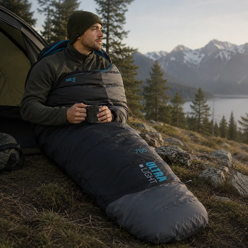 NILS CAMP Trekkingschlafsack Mumienschlafsack 770 g ultraleicht