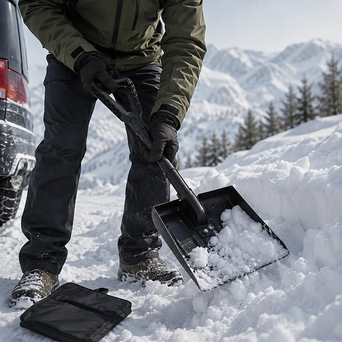 A. BLÖCHL Schneeschieber Schneeschaufel Aluminium mit Tasche schwarz