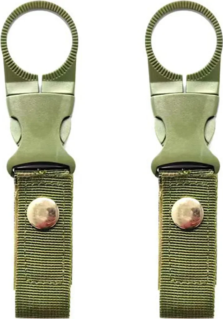 Stuttg 2er Set Wasserflaschen Ringhalter Clips Armeegrün Camping