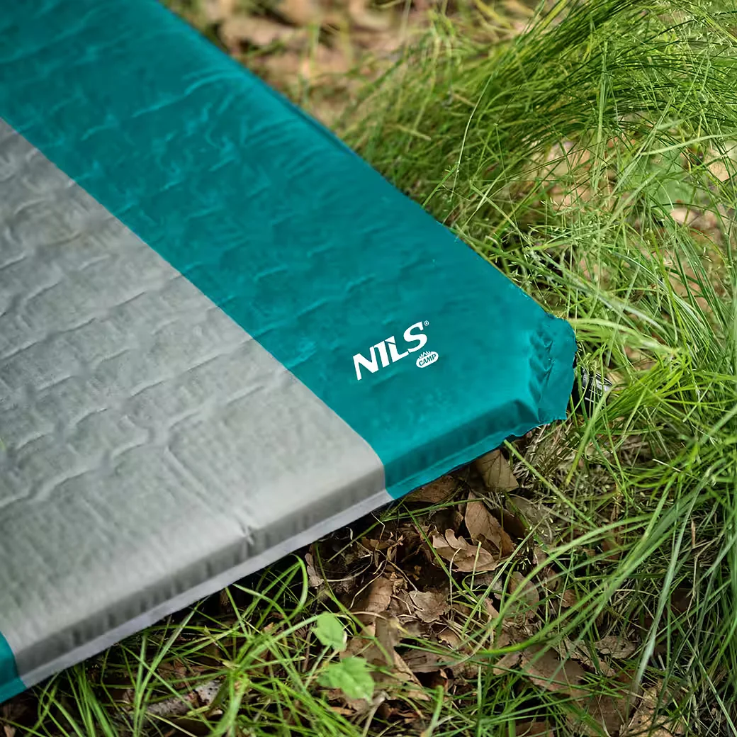 NILS CAMP Selbstaufblasende Isomatte Campingmatte türkis grau Outdoor