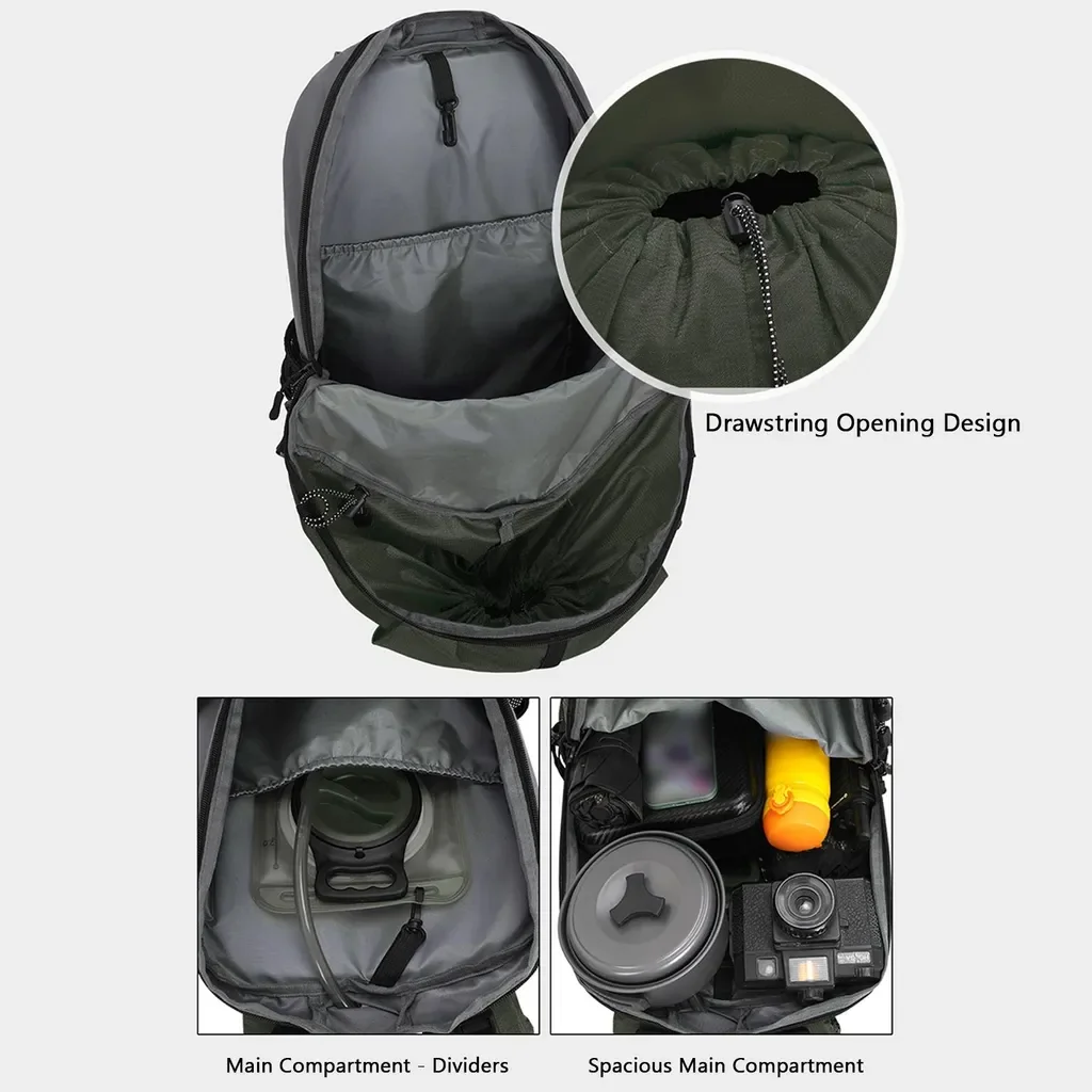 Lixada Wanderrucksack 35L leicht regenfest Outdoor Armeegrün