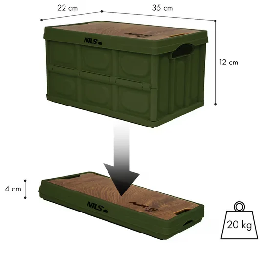 NILS CAMP Faltbox 2in1 15L Outdoor Campingbox mit Arbeitsfläche