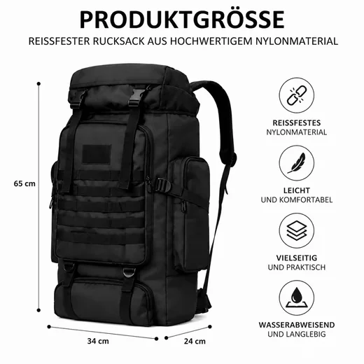 TOOMOKE Wanderrucksack wasserdicht Herren Damen Outdoor Camping