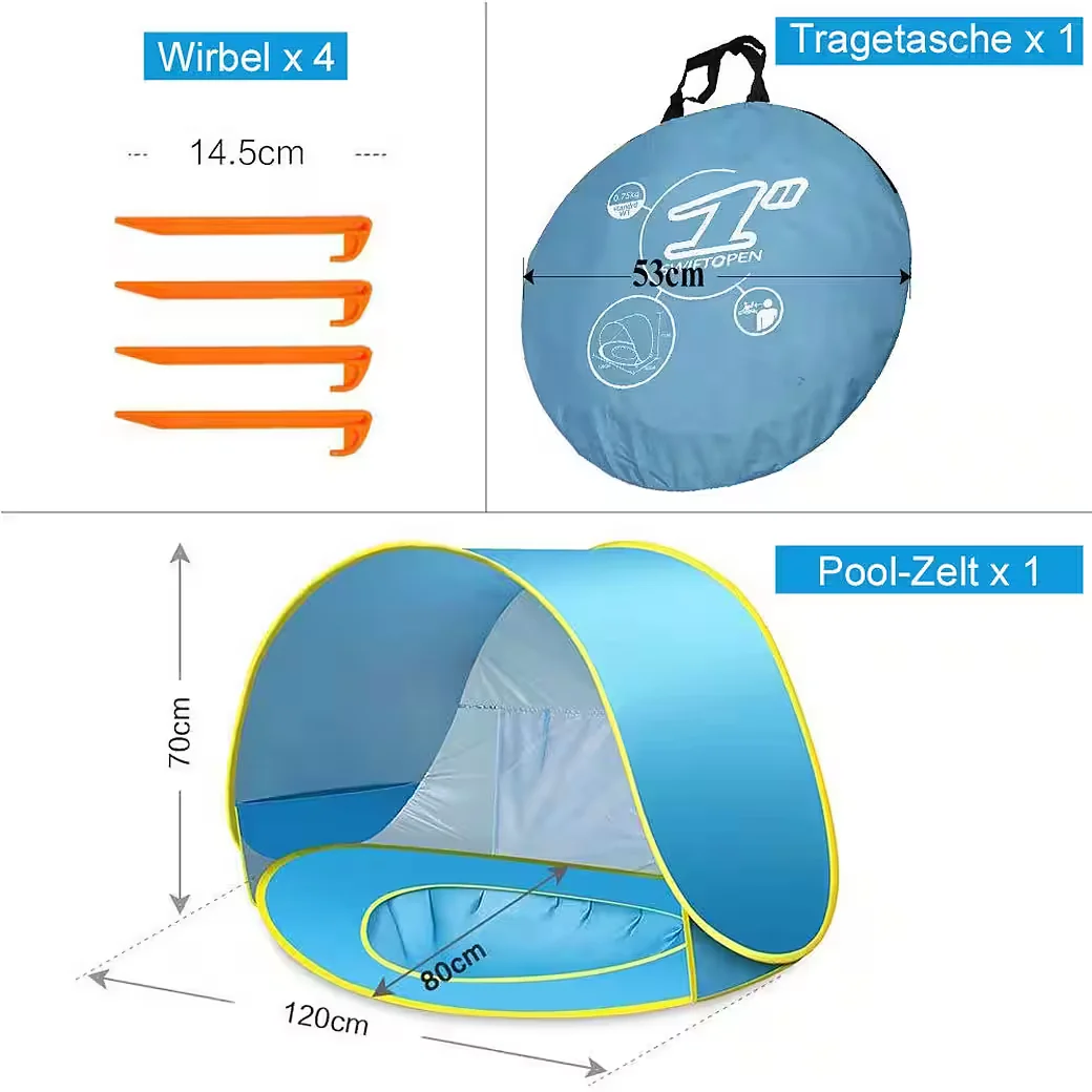 QELUS Pop Up Strandmuschel Baby Kinder wasserdicht Sonnenschutz