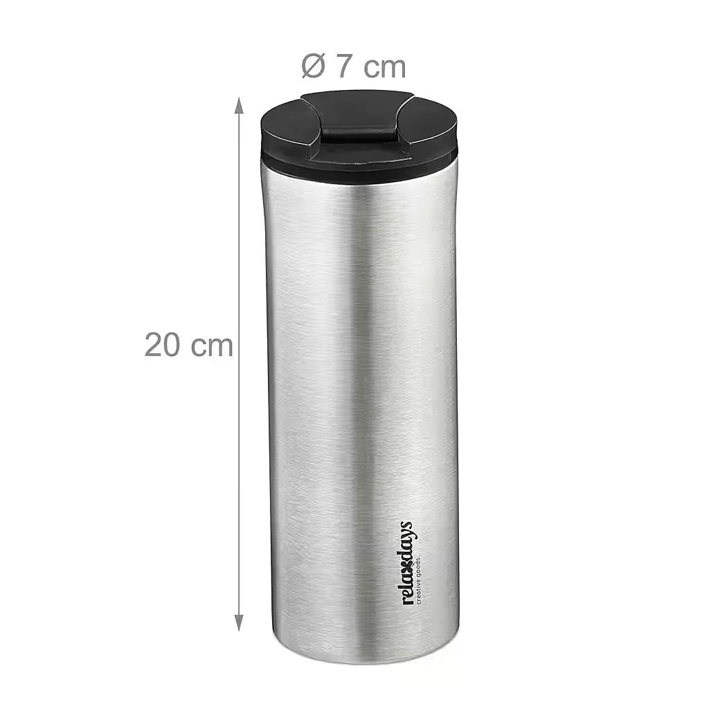 Relaxdays Thermobecher aus Edelstahl 400 ml To Go
