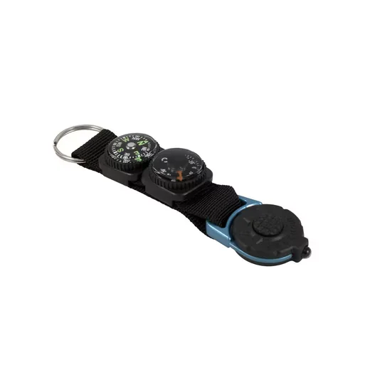 MUNKEES Schlüsselanhänger Taschenlampe LED Kompass Thermometer blau