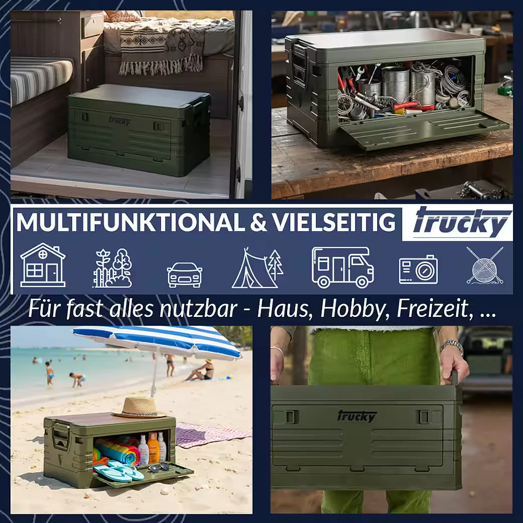 TRUCKY Faltbox 35 L Klappkiste Camping Grün 48 x 30 x 24 cm