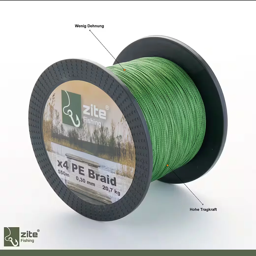 ZITE Angelschnur 4x geflochten 550 m 0,14-0,30 mm 6,8-20,7 kg