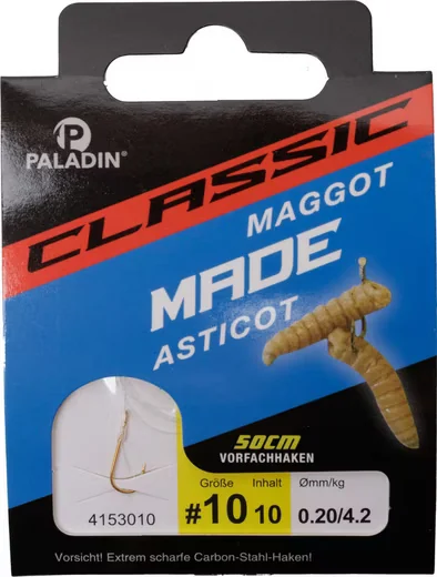 PALADIN Kreishaken Madenhaken gebunden Größe 10 Vorfach 50 cm 10 Stk