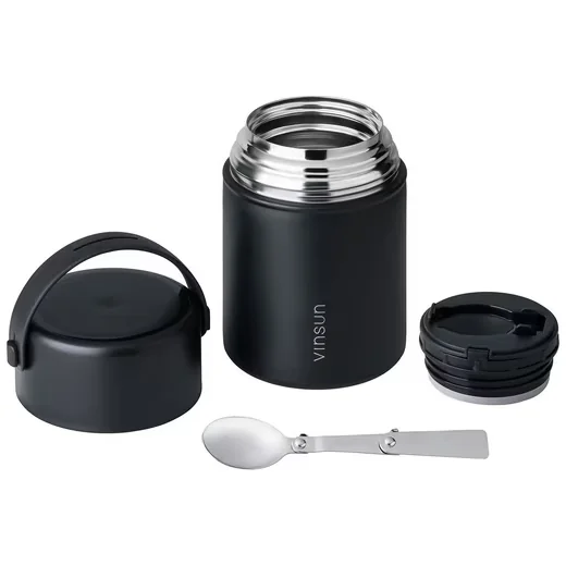 VINSUN Thermobehälter 800 ml Lunchbox doppelwandig mit Löffel
