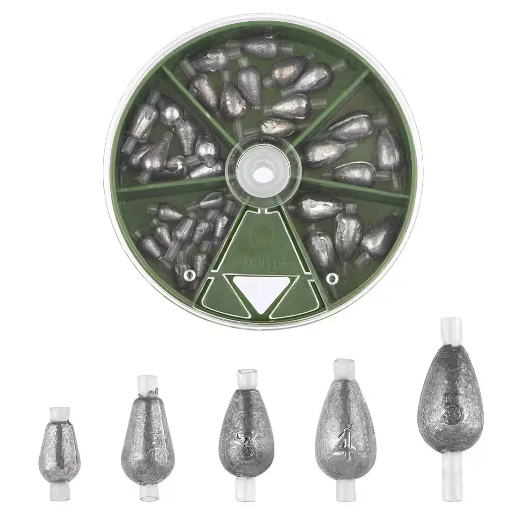 ZITE Birnenblei Set 40 Stück 1-5 g Tropfenblei Grundangeln Forelle