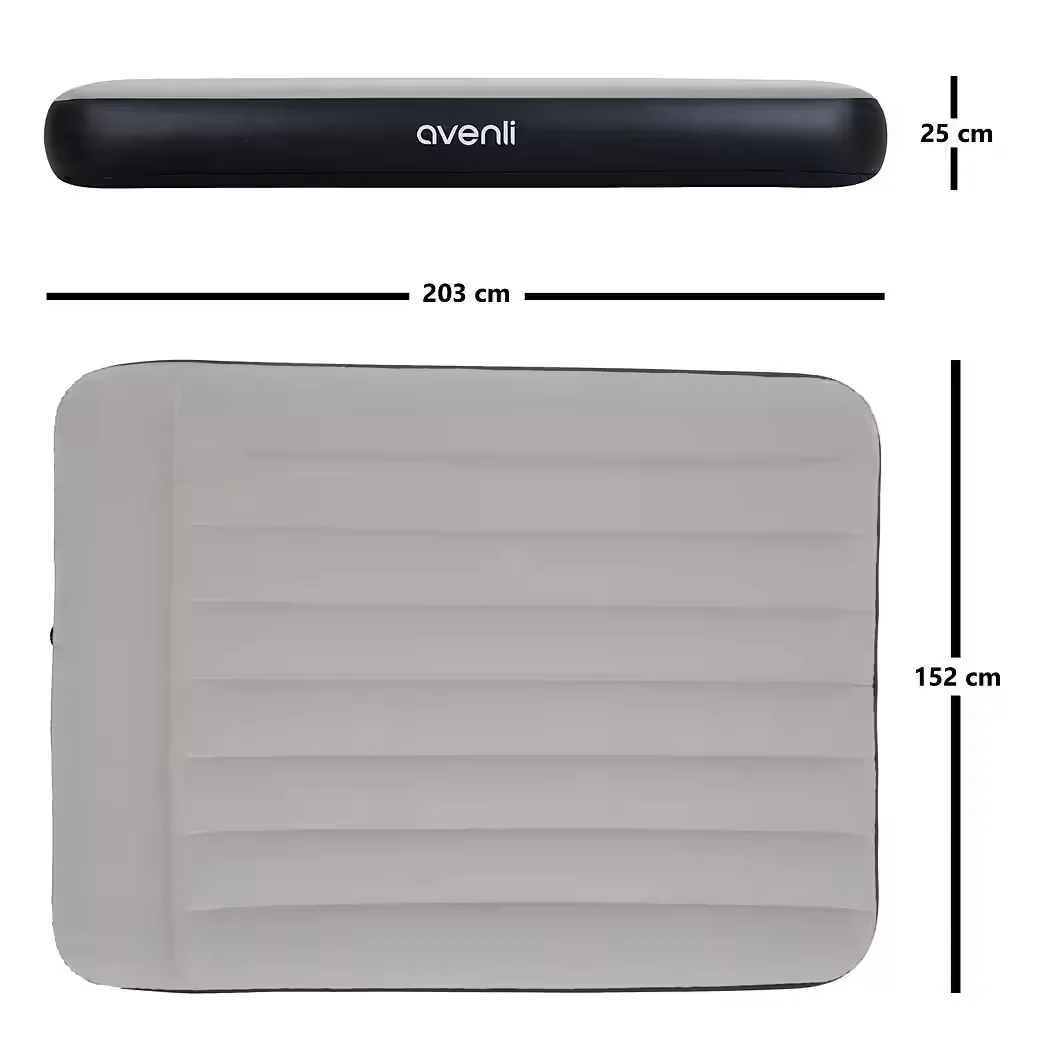 AVENLI Luftbett Queen Size 203x152x25 cm grau für 2 Personen Camping