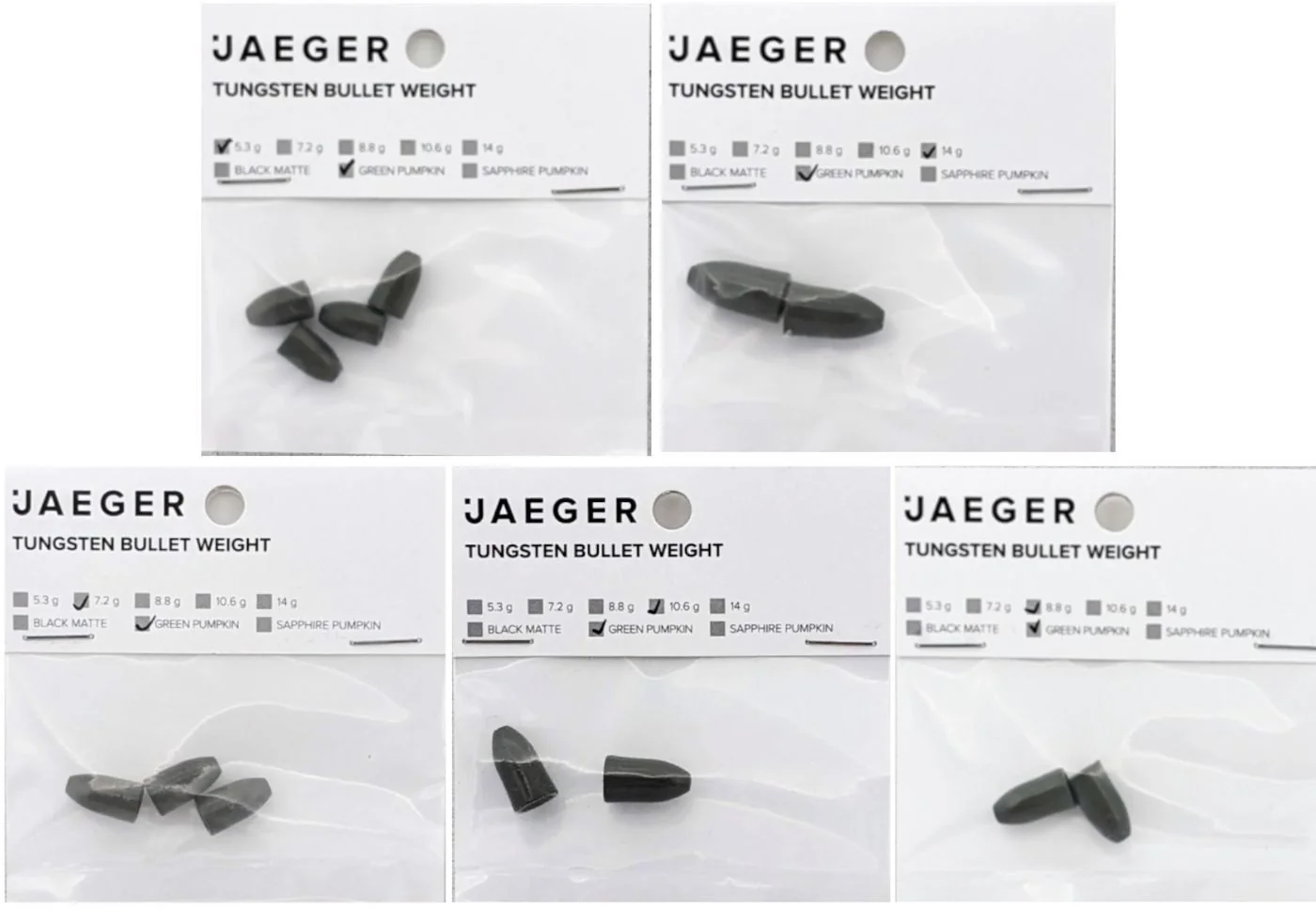 JAEGER Tungsten Patronenblei Bullet Weight Green Pumpkin Angeln