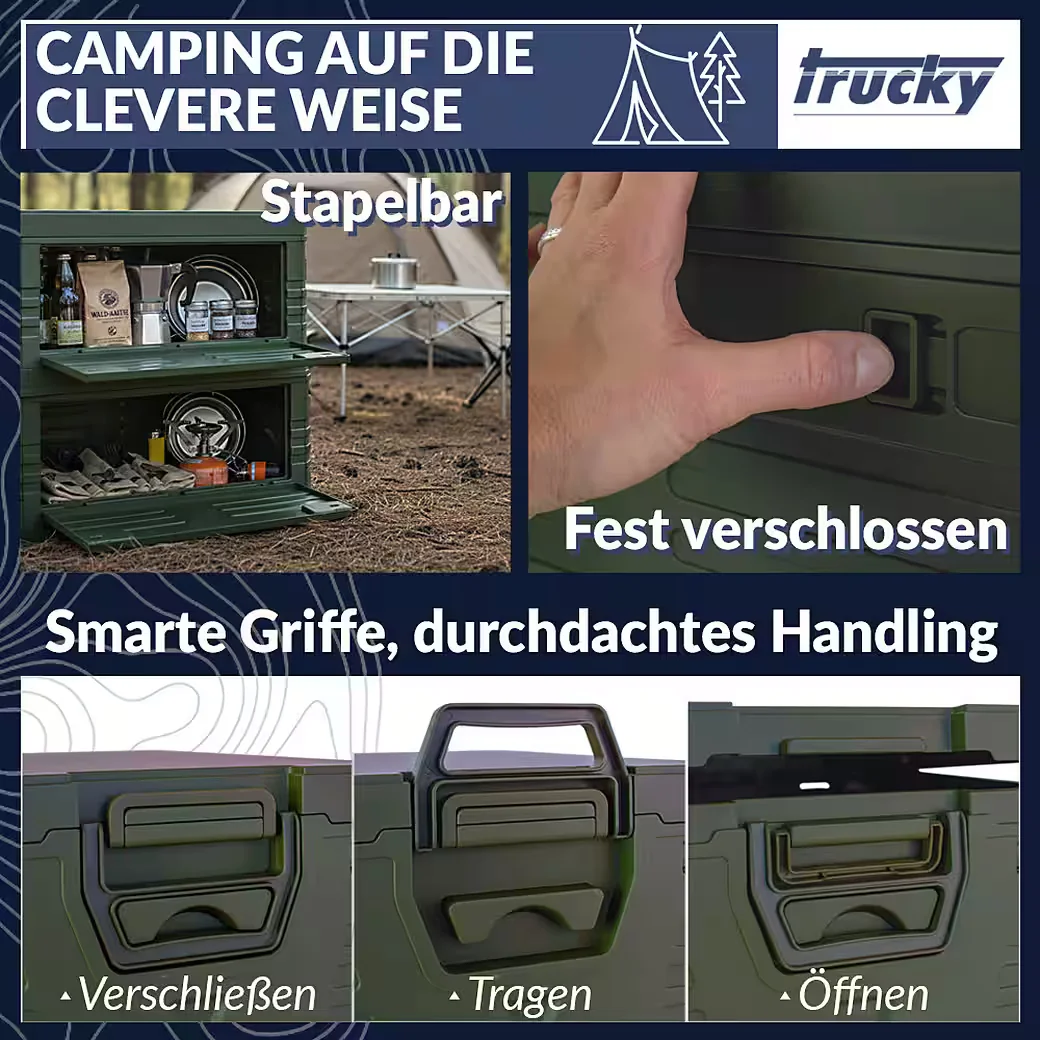 TRUCKY Faltbox 35 L Klappkiste Camping Grün 48 x 30 x 24 cm