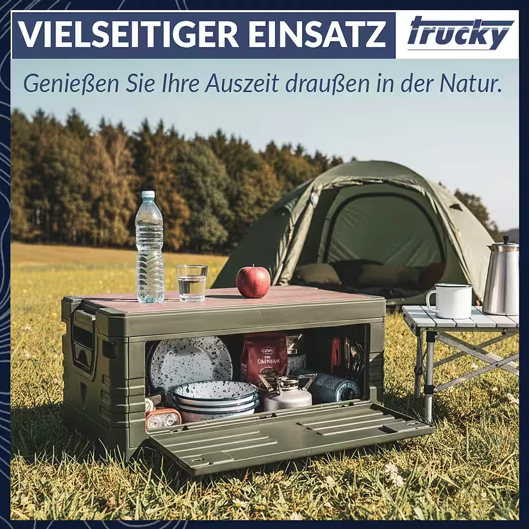 TRUCKY Faltbox 35 L Klappkiste Camping Grün 48 x 30 x 24 cm