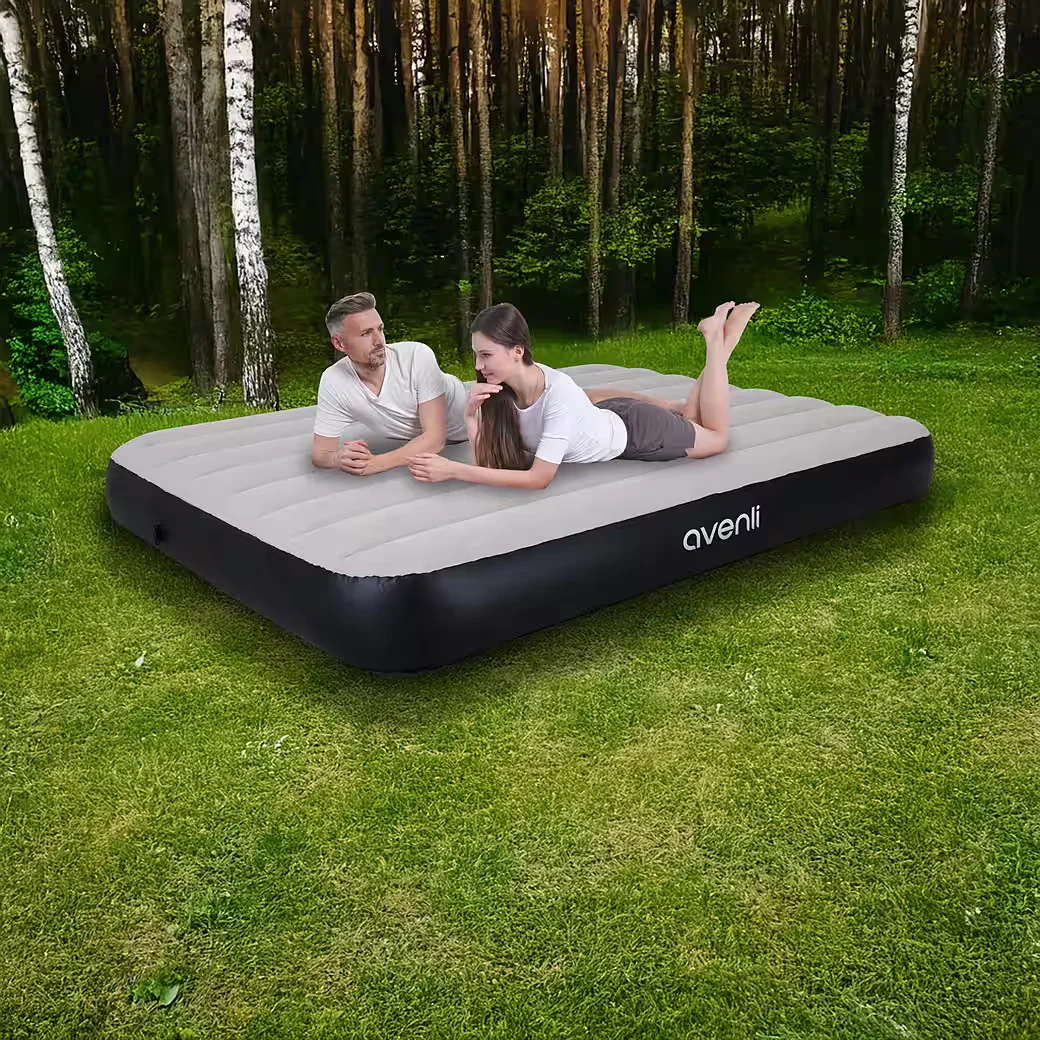 AVENLI Luftbett Queen Size 203x152x25 cm grau für 2 Personen Camping