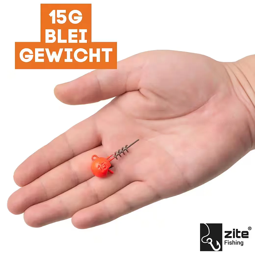 ZITE Screw Jigs UV-aktive Jigköpfe 5-20 g 5er Pack für Gummiköder