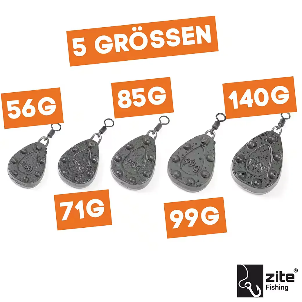 ZITE Karpfenblei Set Inline und Grip 56-140 g 9 Stück Karpfenmontage