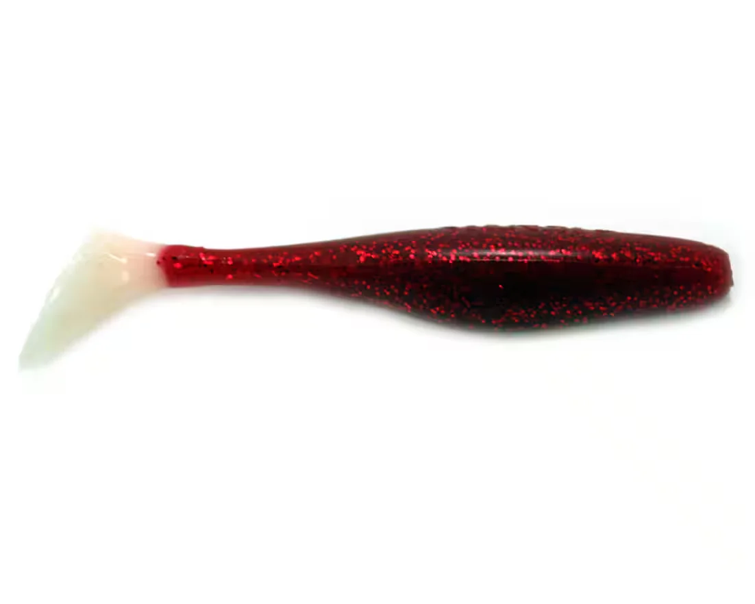 JENZI River Shad USA Bass Kunstköder Gummiköder glitter rot weiss 1 St