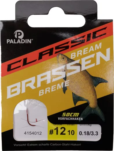 PALADIN Brassenhaken gebunden Größe 12 Vorfach 50 cm 10 Stück