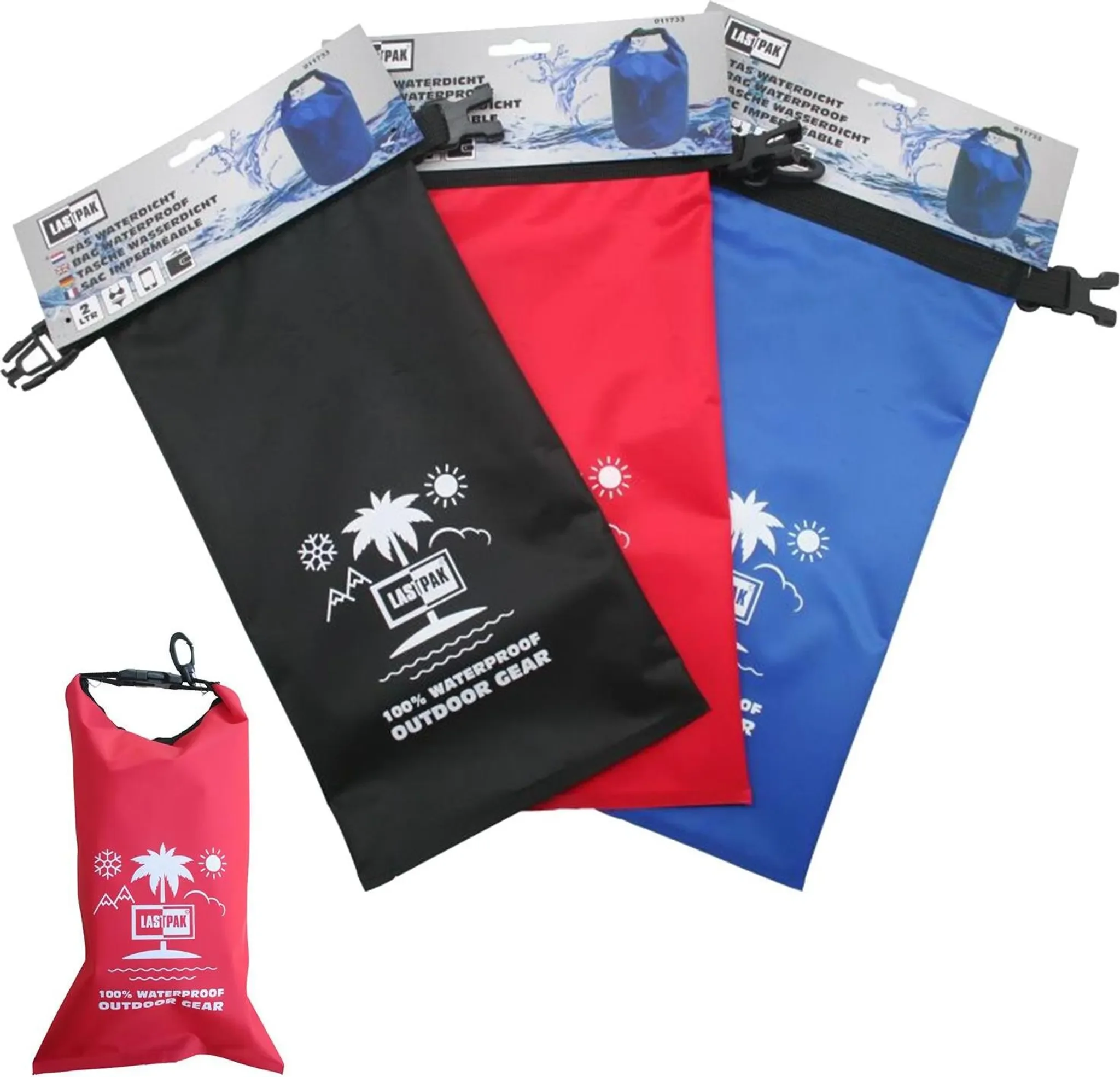 Lastpak 2x wasserdichter Rollbeutel Packsack 2 Liter Camping