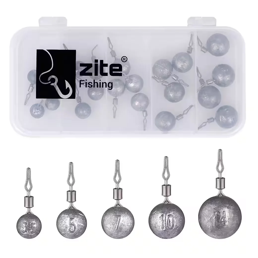 ZITE Drop Shot Kugelblei Set 25 Stück 3,5 bis 14 g Barsch Zander