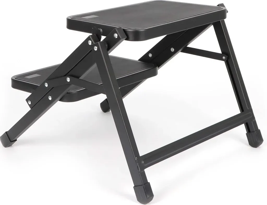 Wiltec Doppeltrittstufe Stahl 2 Stufen bis 200 kg Camping Trittleiter