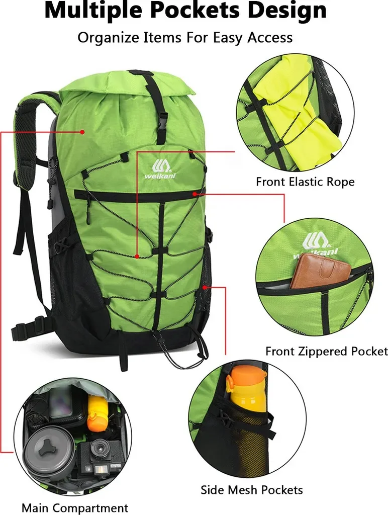 Lixada Wanderrucksack 35L leicht wasserabweisend Unisex Outdoor grün