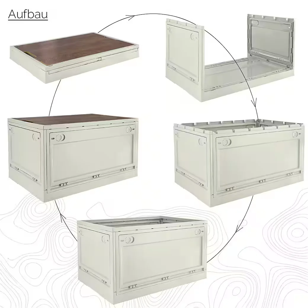 TRUCKY Faltbox 75 L Klappbox Camping faltbar 59x41x34 cm Beige