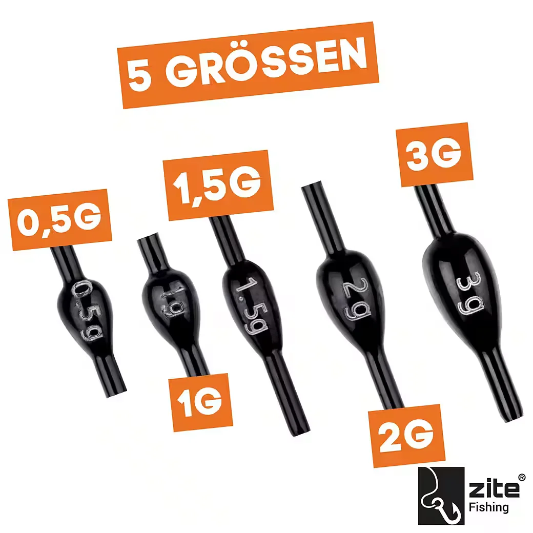 ZITE Fixdrops Angelgewichte Set 25 Stk 0,5-3 g schwarz Forellenbleie