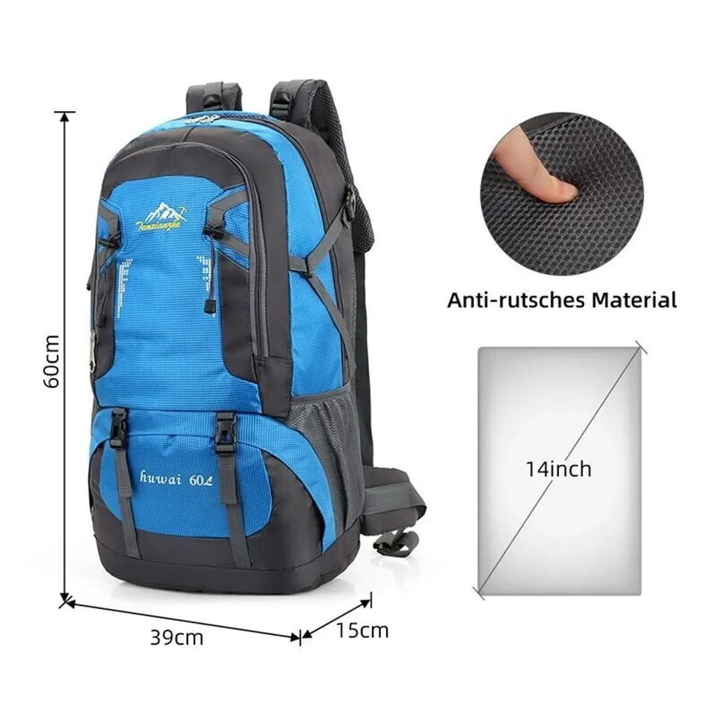 bedee Wanderrucksack 60L wasserdicht Trekking Herren Damen Blau
