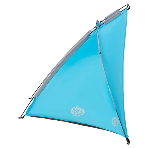 NILS CAMP Strandmuschel Strandzelt Sonnenschutz blau 220x115x115 cm
