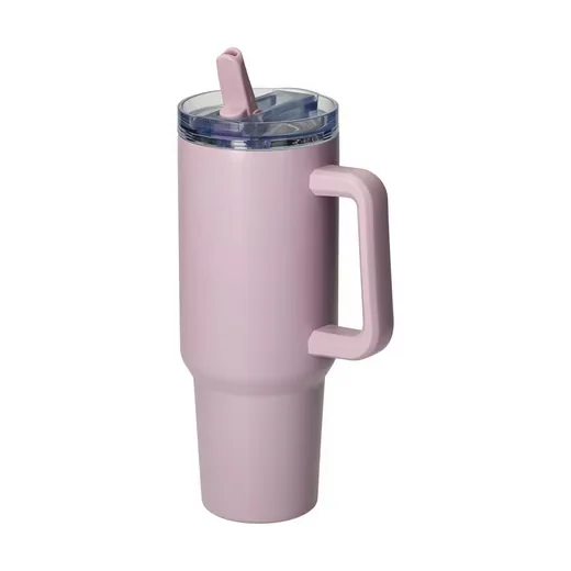 ELASTO Edelstahl Trinkbecher 1,2 l mit Deckel und Strohhalm