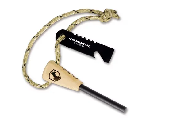 CONDOR Universalmesser Fire Starter mit Feuerstahl Hickory 70206