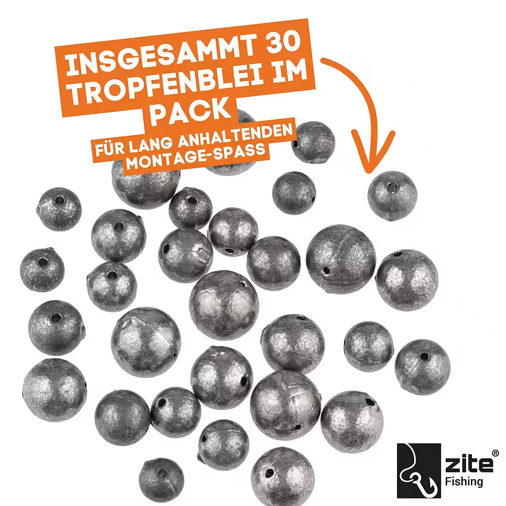 ZITE Kugelblei Set 5-20 g 30 Stück Lochblei mit Schnurkanal