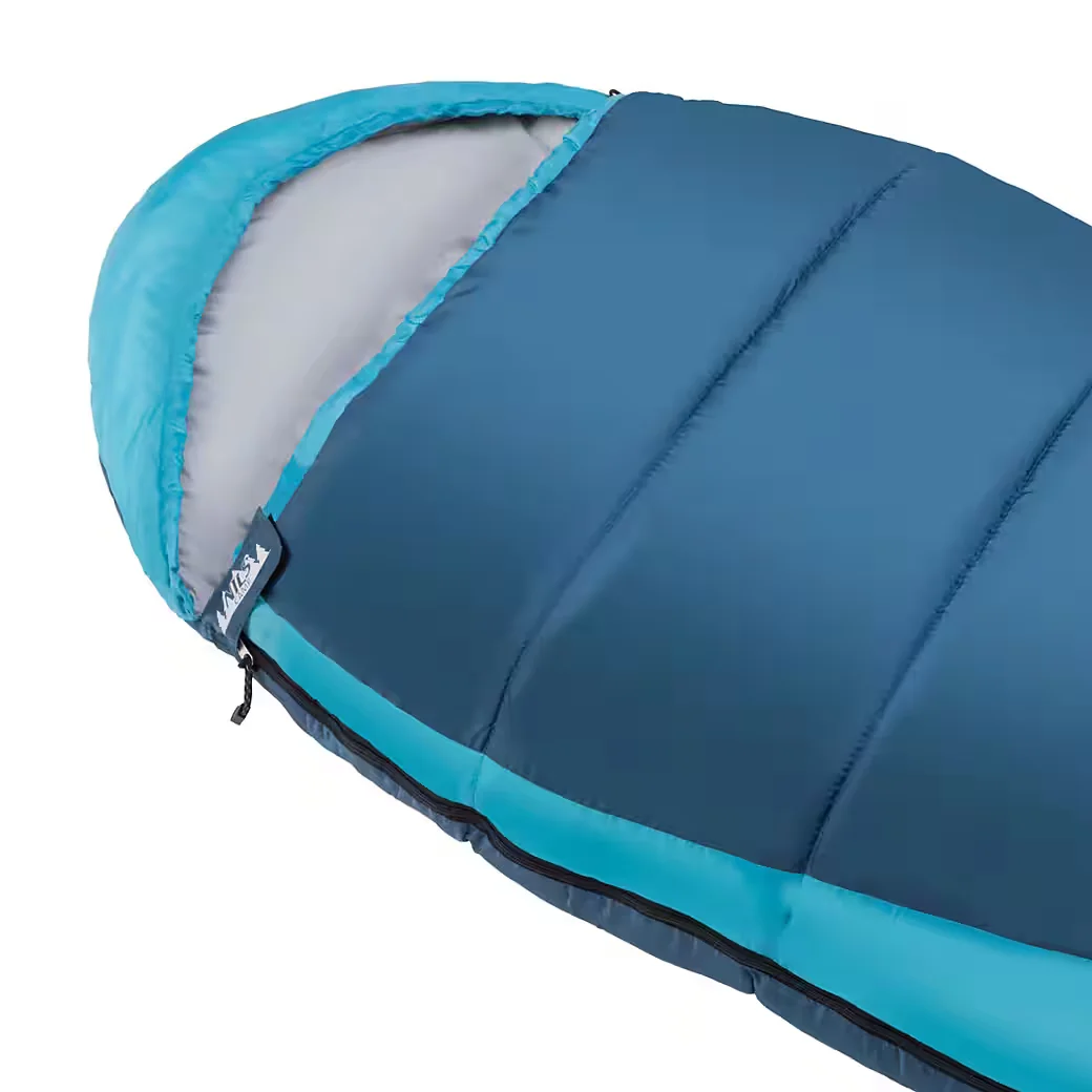 NILS CAMP Mumienschlafsack warm Grau/Blau mit Innentasche