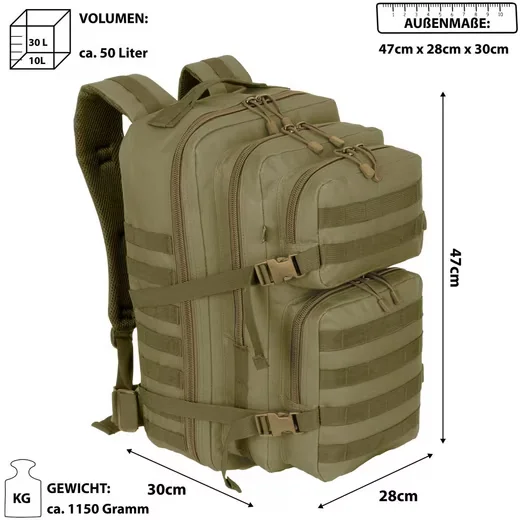 EAAKIE Rucksack 50L Military Outdoor Sport Reise Arbeit Army Camel