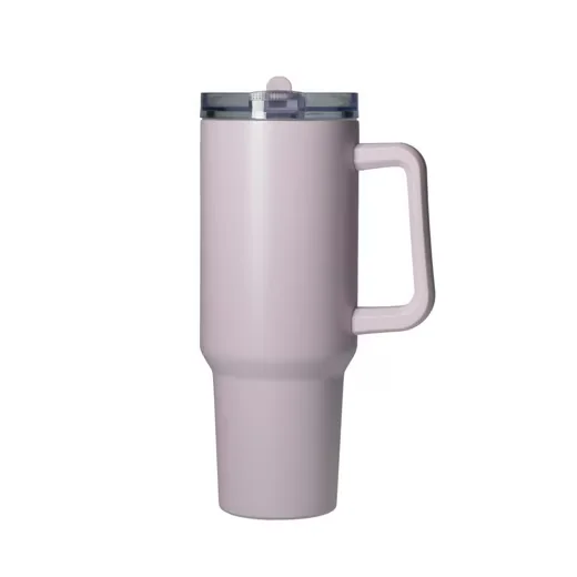 ELASTO Edelstahl Trinkbecher 1,2 l mit Deckel und Strohhalm