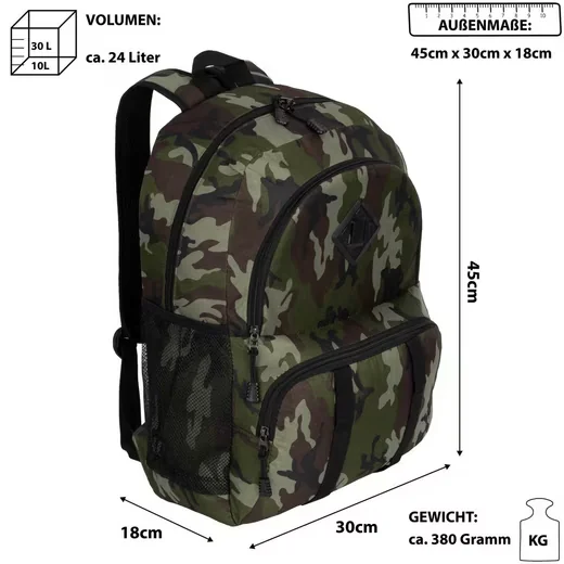EAAKIE Rucksack Sportrucksack Herren Damen Sport Reise Army