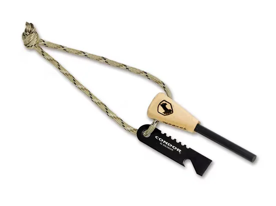 CONDOR Universalmesser Fire Starter mit Feuerstahl Hickory 70206