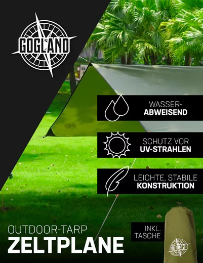 GOGLAND Tarp Zeltplane 300 x 290 cm UV-Schutz wasserabweisend