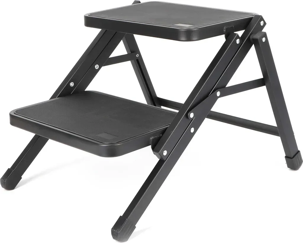 Wiltec Doppeltrittstufe Stahl 2 Stufen bis 200 kg Camping Trittleiter