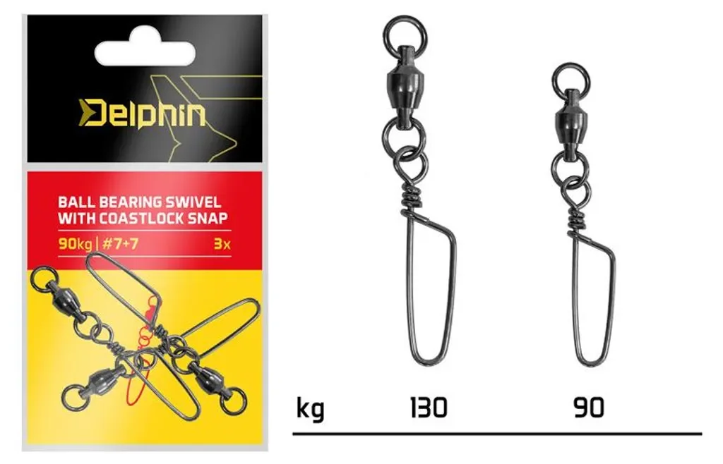 DELPHIN Kugellager-Wirbel mit Karabiner, Premium, 3 Stück Angeln
