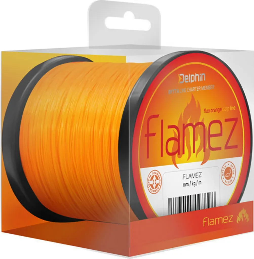 DELPHIN FLAMEZ Karpfen Angelschnur monofil 600m 0,35mm 8,6kg orange