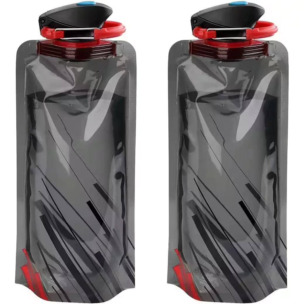 LUXUSKOLLEKTION Trinkflasche faltbar Mehrweg 2er Set Schwarz