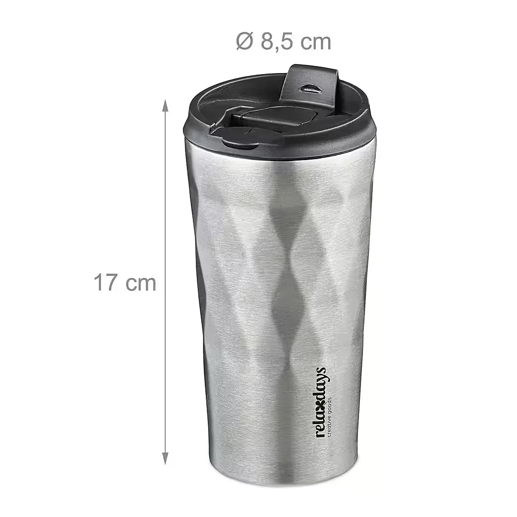 Relaxdays Thermobecher Edelstahl 350 ml Isolierbecher To Go