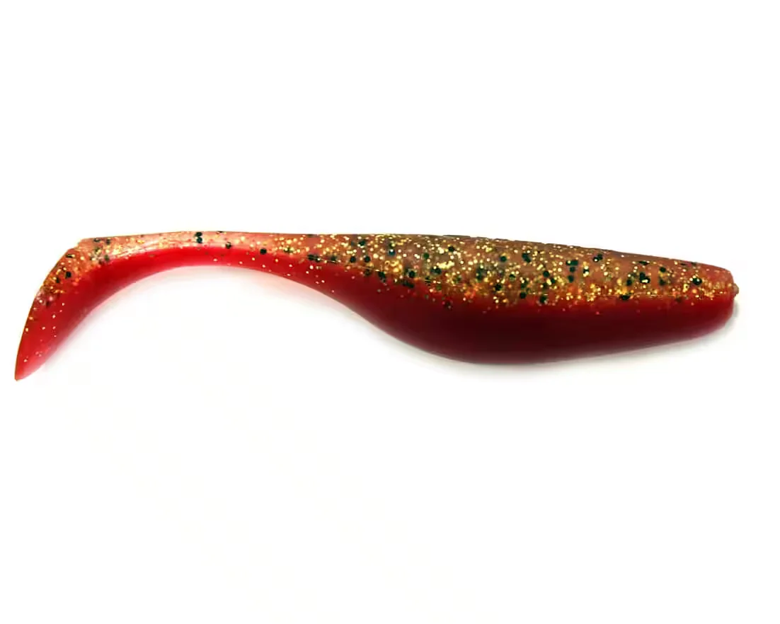 JENZI River Shad USA Bass Gummiköder gold glitter rot