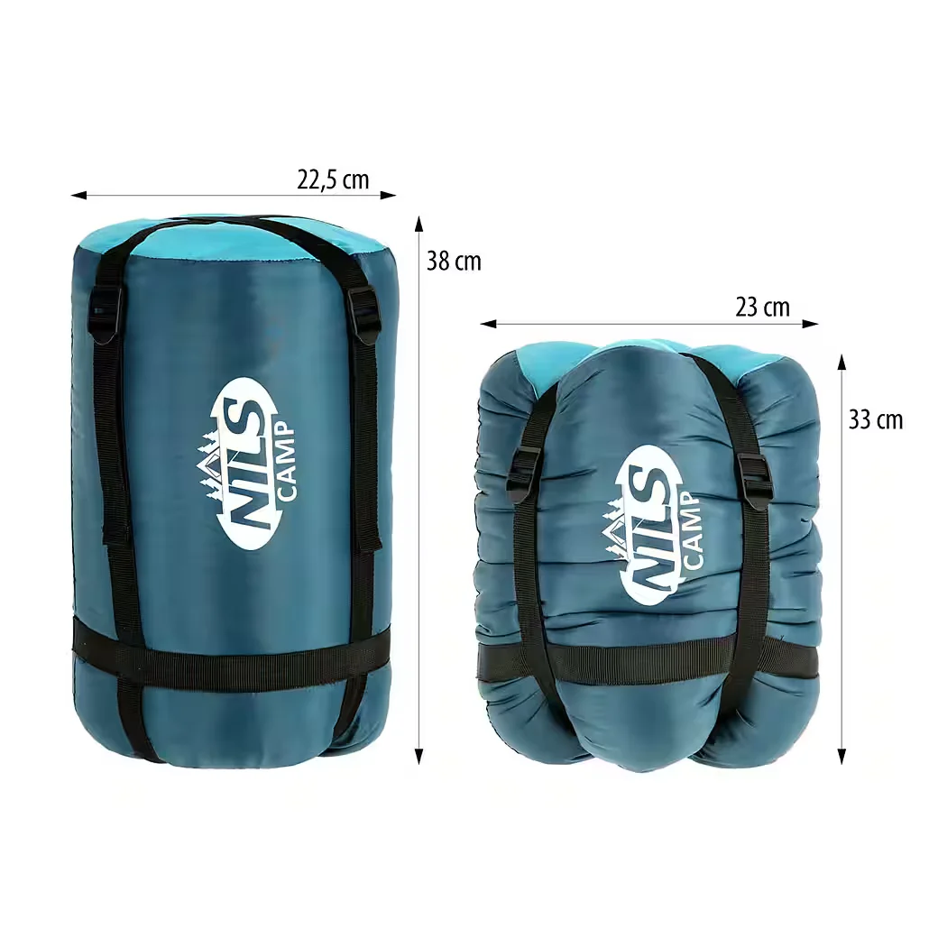 NILS CAMP Mumienschlafsack warm Grau/Blau mit Innentasche