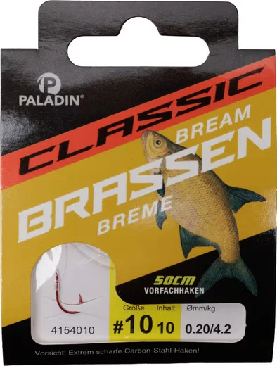 PALADIN Brassenhaken gebunden Größe 10, Vorfach 50 cm, 10 Stk