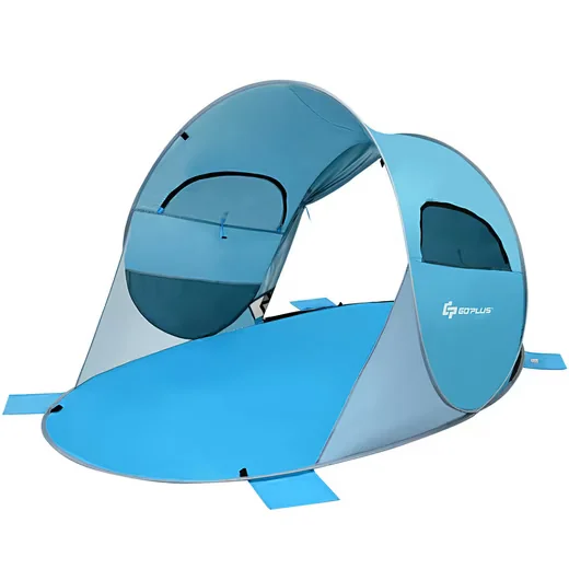 COSTWAY Pop Up Strandmuschel 4 Personen mit Tragetasche und Sandtaschen